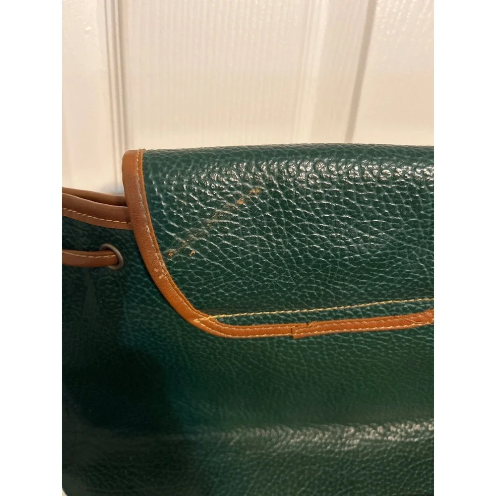 Cleopatra Vintage Forest Green Pebbled Faux Leather Crossbody Drawstring‎ Bag